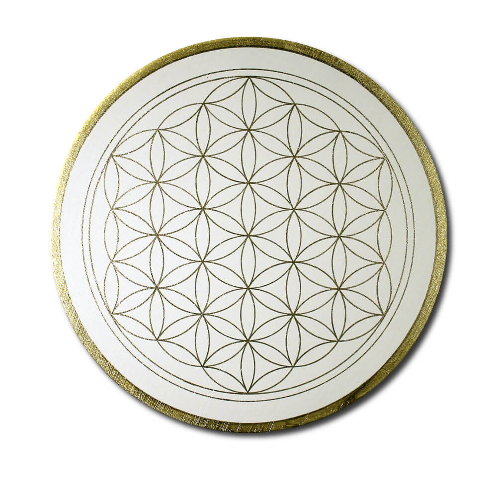 Flower of Life ‘Clarity’ wall art in gold - handpainted from size 11,81