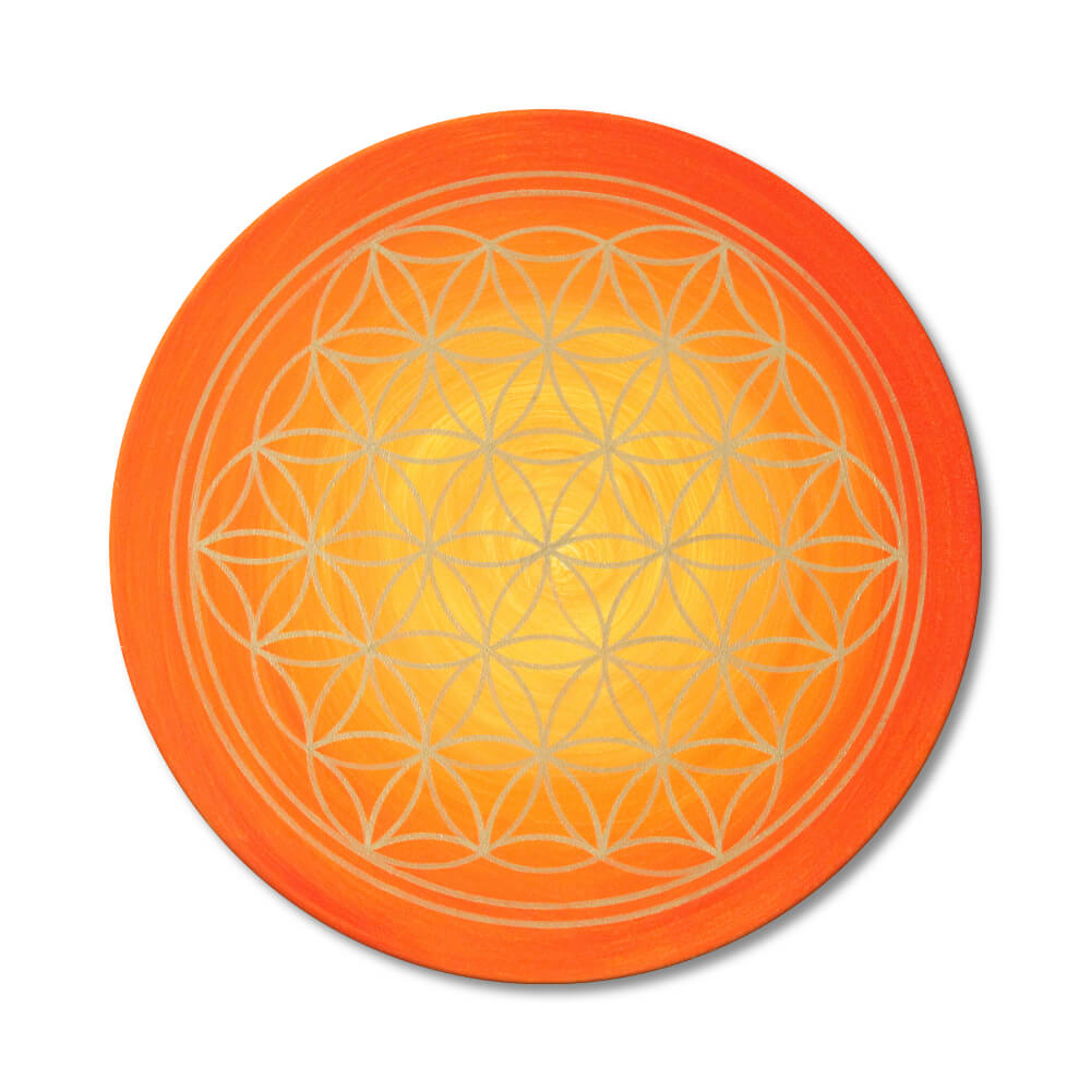 Flower of Life ‘Sunrise’ Energy Art in gold - hand-painted from size 11,81